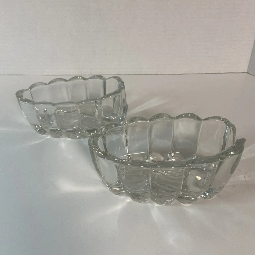 Set of 2 Vintage #438 Princess House Pressed Glass Utensil Spoon Rest Holder NIB